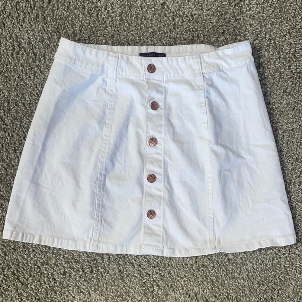 White Celebrity Pink Size 11/30 Button Down Skirt With Stretch